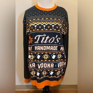 Tito’s Vodka Men’s Ugly Christmas Sweatshirt Size Large Holidays Office Party